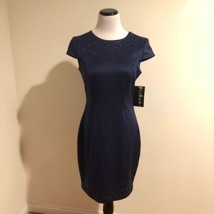 Sangria navy capped sleeves dress